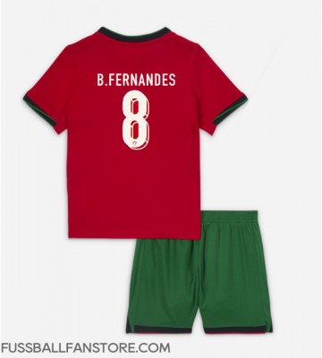 Portugal Bruno Fernandes #8 Replik Heimtrikot Kinder EM 2024 Kurzarm (+ Kurze Hosen)